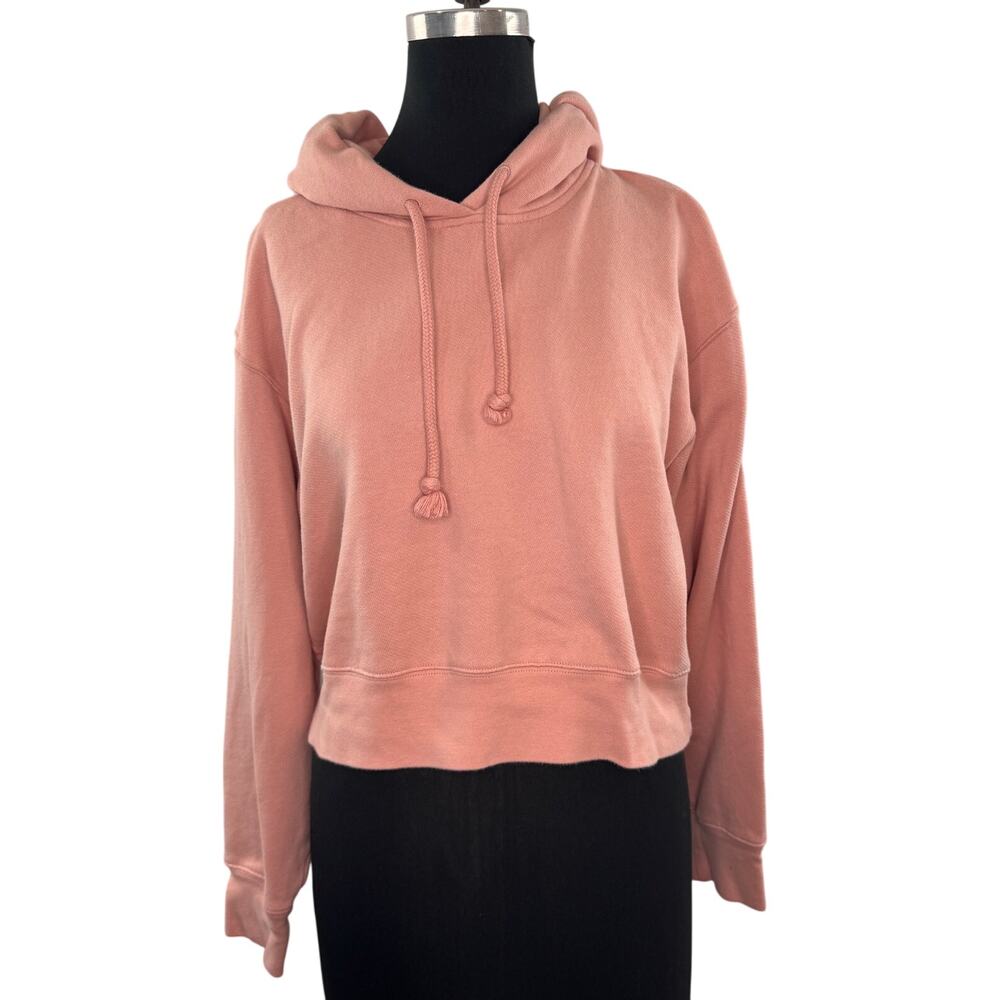 Wilfred Free Pink Hoodie Cotton Crop Hoodie Drop Shoulder Long Sleeve Medium